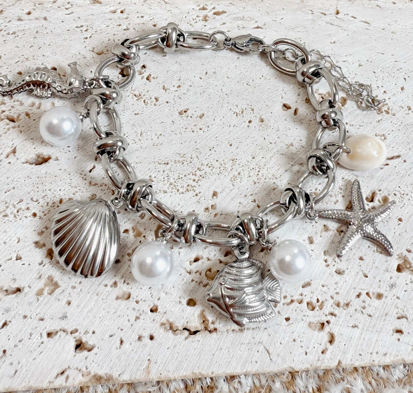 Pulsera de eslabones con charms de playa
