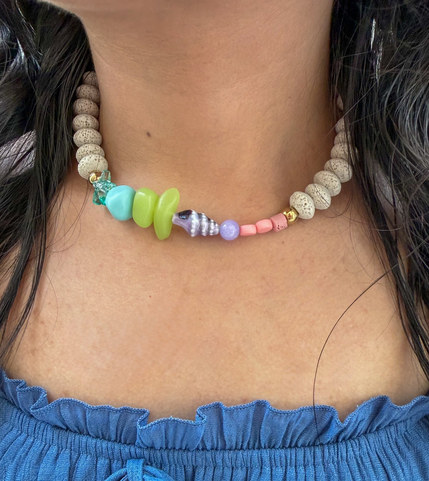 Collar Artesanal con Cuentas de colores Inspirado en el Mar | Acero Inoxidable