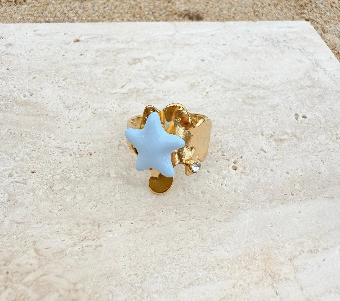 Sortija con estrella de mar azul