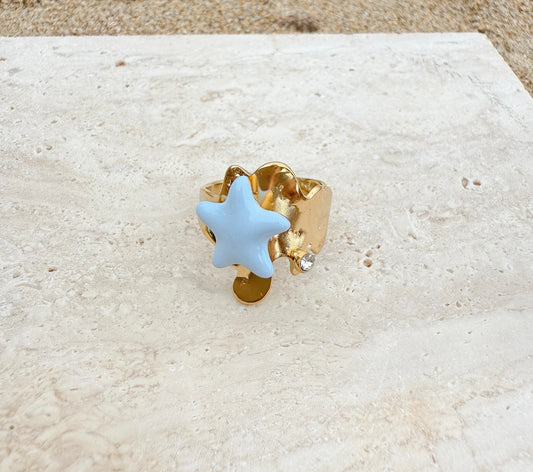 Sortija con estrella de mar azul