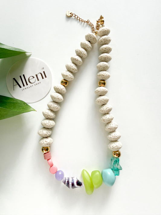 Collar Artesanal con Cuentas de colores Inspirado en el Mar | Acero Inoxidable