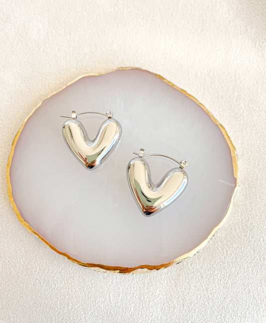 Silver heart earrings