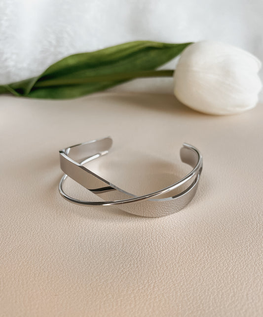 Silver double bangle