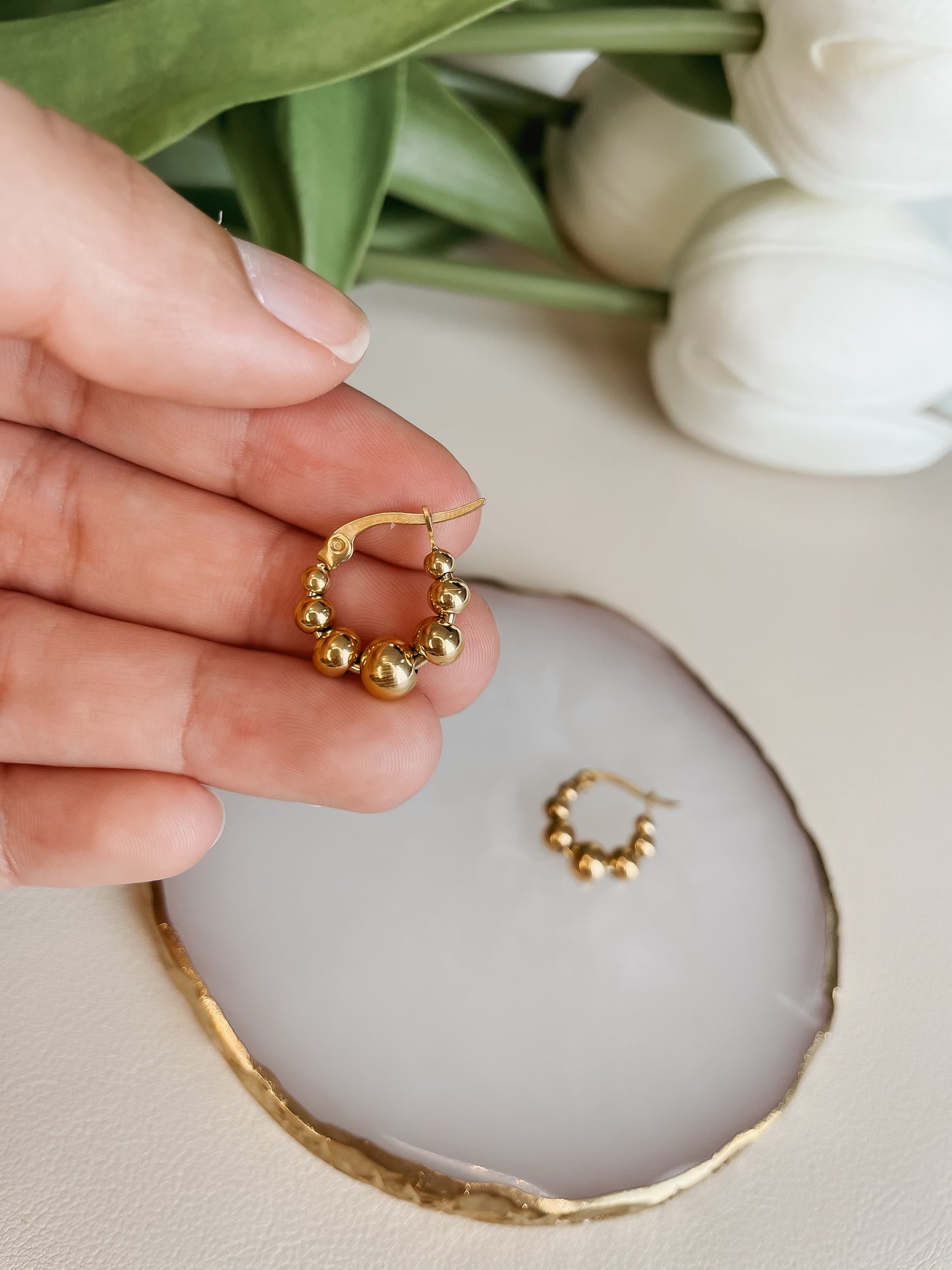 Gold bead earrings