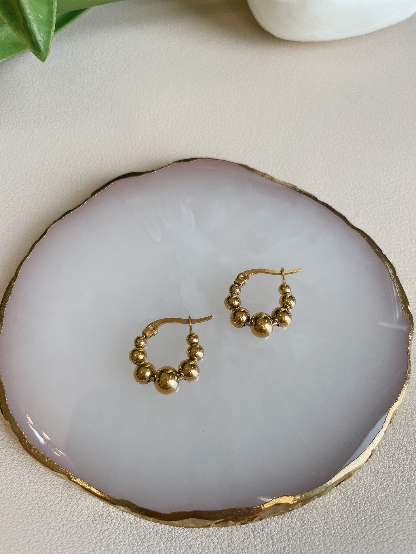 Gold bead earrings