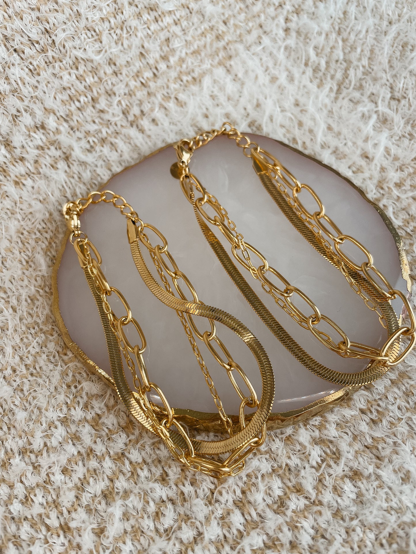 Gold triple bracelet