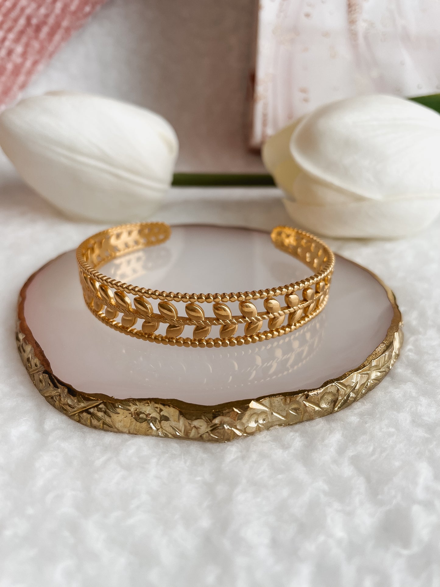 Gold leaf bracelet