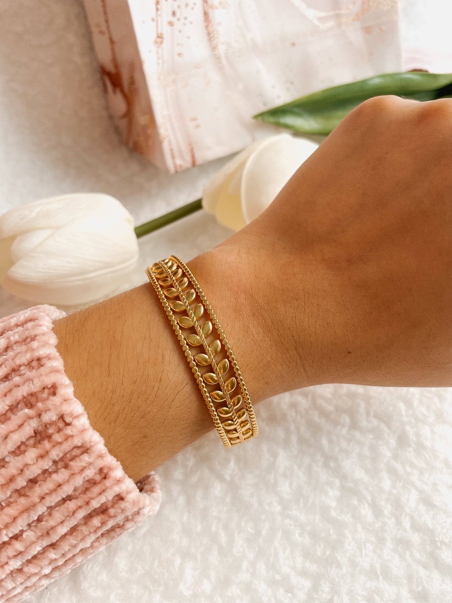 Gold leaf bracelet