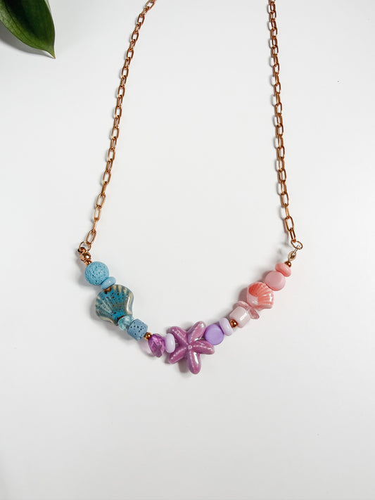 Collar Marino de Acero inoxidable con estrella y conchas