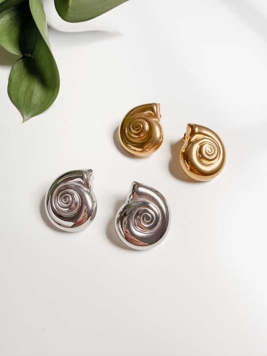Aretes de Caracol de Mar en Acero Inoxidable